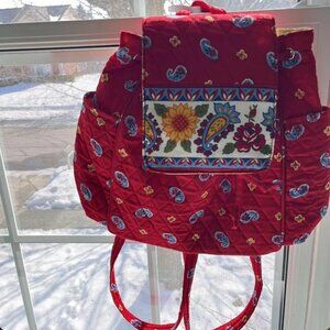 Red Quilted Floral & Paisley Cottagecore Backpack
